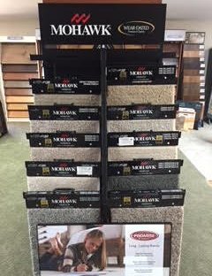 Flooring products in showroom from Richardson’s Carpet Service in the Williamsburg, VA area