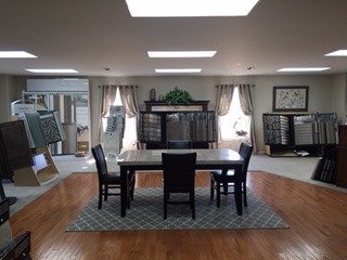 Flooring products in showroom from Richardson’s Carpet Service in the Williamsburg, VA area