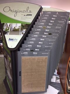 Flooring products in showroom from Richardson’s Carpet Service in the Williamsburg, VA area