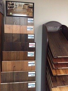 Flooring products in showroom from Richardson’s Carpet Service in the Williamsburg, VA area