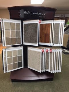 Flooring products in showroom from Richardson’s Carpet Service in the Williamsburg, VA area