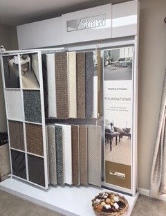 Flooring products in showroom from Richardson’s Carpet Service in the Williamsburg, VA area