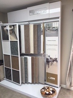 Flooring products in showroom from Richardson’s Carpet Service in the Williamsburg, VA area