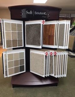 Flooring products in showroom from Richardson’s Carpet Service in the Williamsburg, VA area