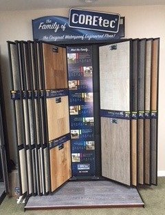 Flooring products in showroom from Richardson’s Carpet Service in the Williamsburg, VA area