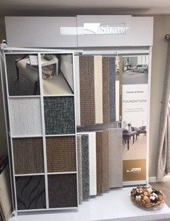Flooring products in showroom from Richardson’s Carpet Service in the Williamsburg, VA area
